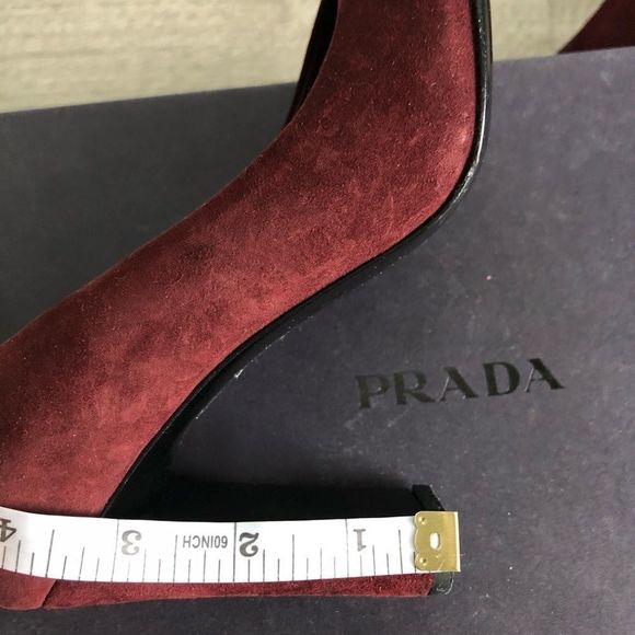 PRADA burgundy suede heels - size 35.5 - Picture 6 of 7